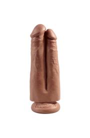 TWO COCKS ONE HOLE 20CM - CARAMELO